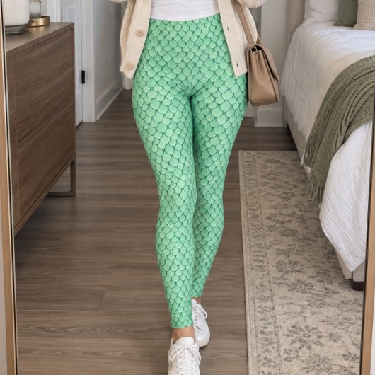 Leggings Écailles de poisson vert menthe
