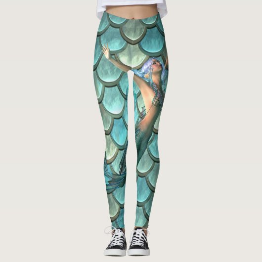 Leggings Écailles de queue de sirène sur sirène (Devant)