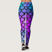 Leggings Écailles de sirène bleu violet rose sarcelle Poiss (Dos)