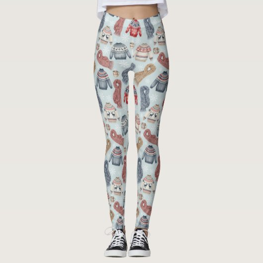Leggings Écharpes et pulls confortables d'hiver – Aquarelle (Devant)