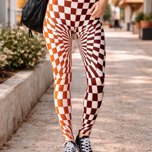 Leggings Echecboard Illusion optique Style géométrique Arts