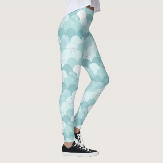Leggings Échelle de sirène bleu cyan (Droite)