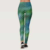 Leggings Échelle de sirène bleue verte (Dos)