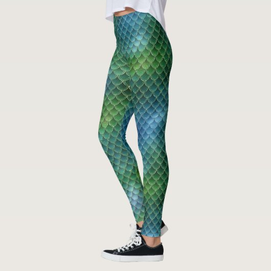 Leggings Échelle de sirène bleue verte (Gauche)