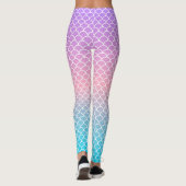 Leggings Échelle de sirènes bleues dorées (Dos)