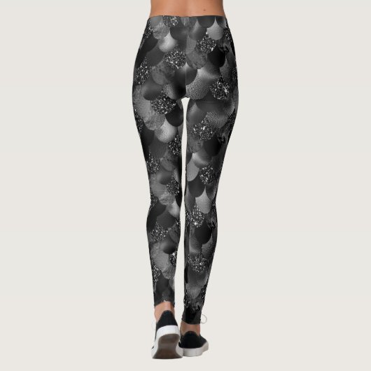 Leggings Échelle de sirènes noires (Dos)