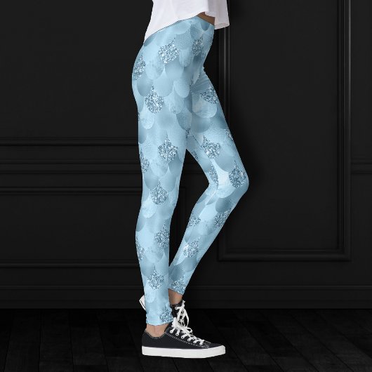 Leggings Échelle de verre de sirène | Dusty Ice Blue Sheen 