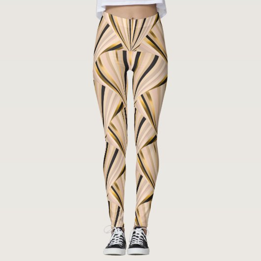 Leggings Echelles Art Déco : Glamour d'or géométrique (Devant)