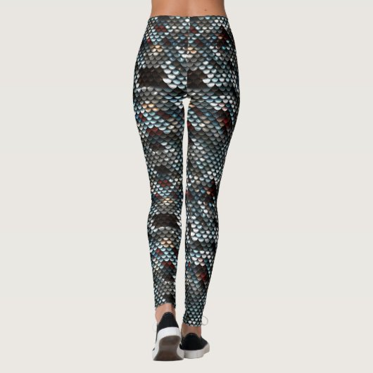 Leggings Échelles de bleu, d'argent et de sirène de (Dos)