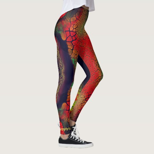 LEGGINGS ÉCHELLES DE PEAU DE DRAGON ROUGE NOIR (Droite)