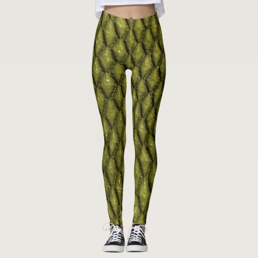Leggings Échelles de serpent vert (Devant)