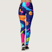 Leggings Éclaboussure d'art abstrait néon vibrant (Dos)