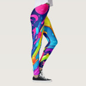 Leggings Éclaboussure d'art abstrait néon vibrant (Droite)