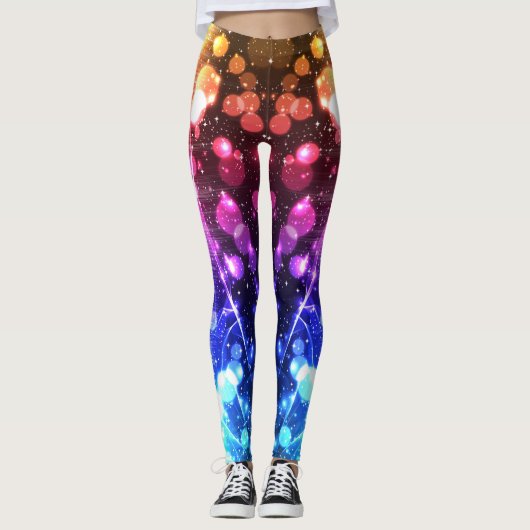 Leggings Éclairage coloré Abstrait Bokeh Galaxy Étoiles (Devant)