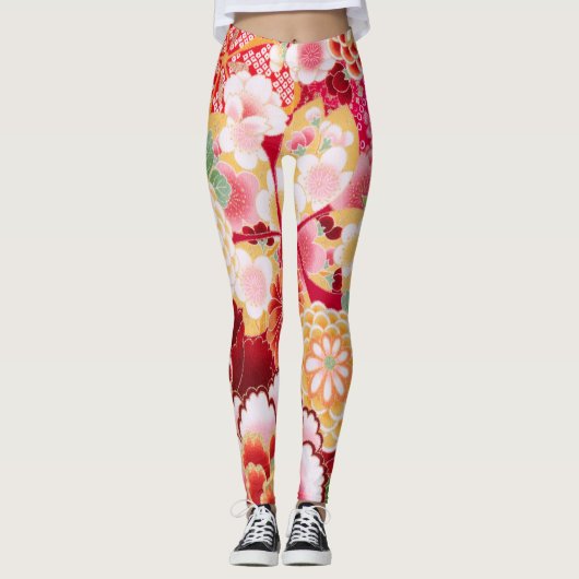 Leggings Éclat floral rouge de Falln (Devant)