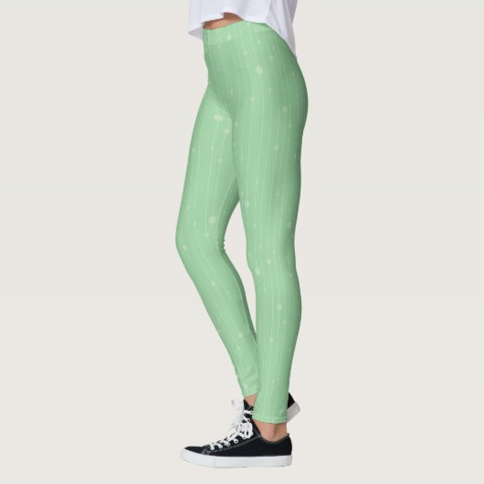 Leggings Eco design moderne à rayures et points verts (Gauche)