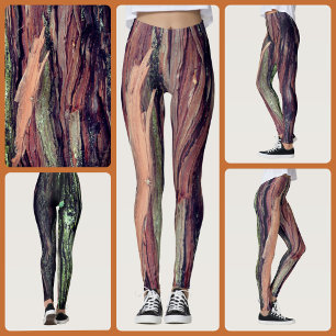 Leggings Écorce d'arbre brune déchiquetée photographique na