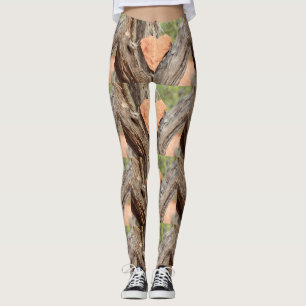 Leggings écorce d'arbre rouge de coeurs de roche