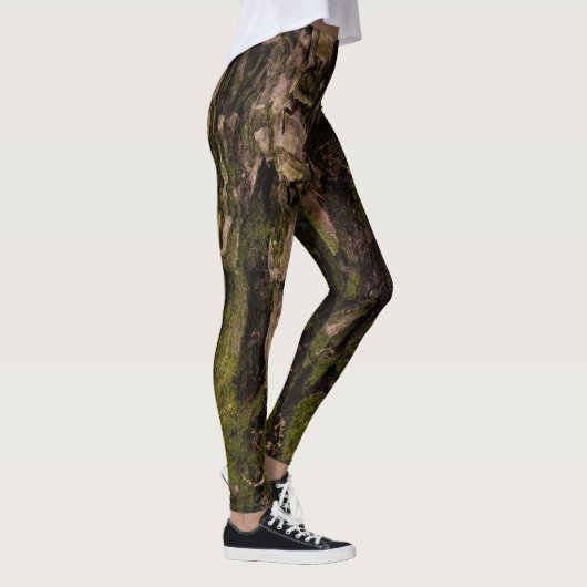 Leggings Écorce d'arbre vert Mossy Rustique (Droite)