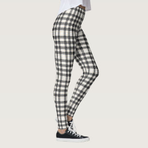 Leggings écossais tartan blanc et noir plaid
