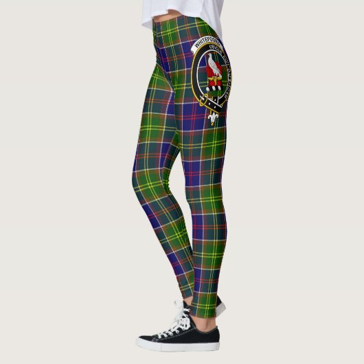 Leggings Ecosse Clan blanc Crest Tartan Femmes (Gauche)