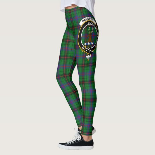 Leggings Ecosse Clan Davidson Crest moderne Tartan Femmes (Gauche)