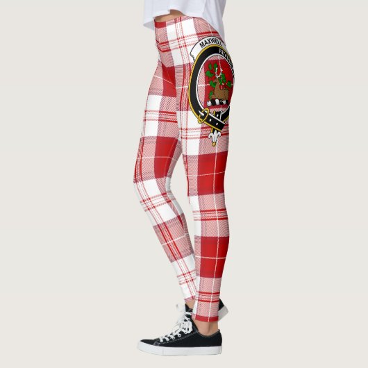 Leggings Ecosse Clan Maxwell Plaid Crest Tartan Femmes (Gauche)
