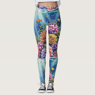 Leggings Écosystème d'un récif corallien Motif sans voile