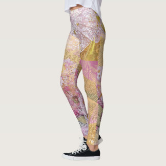 Leggings Écoulement en soie rose de Koi d'or