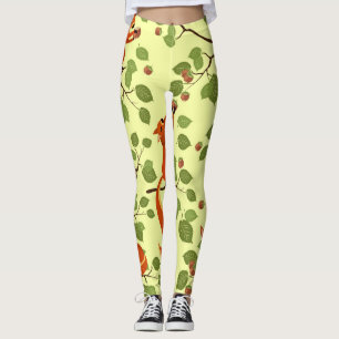 Leggings Écureuil rouge dans des branches noisettes.