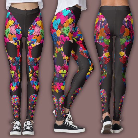 Leggings Edgy Skull Pattern | Colorful Skulls on Black
