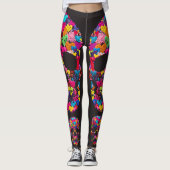 Leggings Edgy Skull Pattern | Colorful Skulls on Black (Devant)