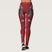 Leggings Edgy Skull Pattern | Grey Skulls on Red (Dos)