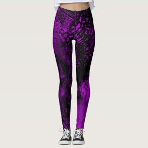 Leggings Effet Dessin de peinture Violet & Noir