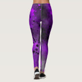 Leggings Effet Dessin de peinture Violet & Noir (Dos)