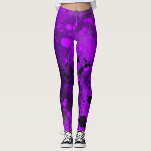 Leggings Effet Dessin de peinture Violet & Noir