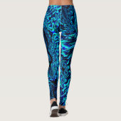 Leggings Effet métallique avec image bleue et verte croisée (Dos)