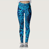 Leggings Effet métallique avec image bleue et verte croisée (Devant)
