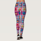 Leggings Effet Motif Carré Crochet Granny (Dos)
