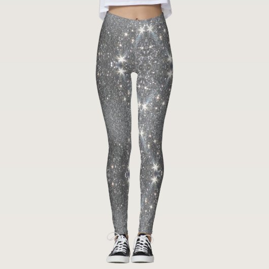 Leggings Effet Parties scintillant Argent Dance Stretch Pan (Devant)