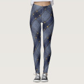 Leggings Effets de denim avec rivets imprimés et filet de p (Devant)