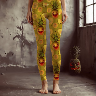 Leggings Éffrayant ananas Halloween amusant Jaune Jaune