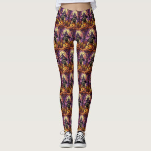 Leggings Éffrayant Carlin Chien Halloween Sorcière Et Citro