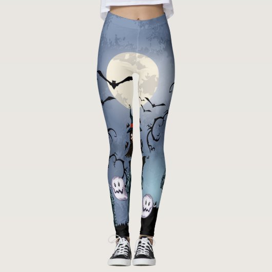 Leggings Éffrayant Halloween Bars Fool Lune (Devant)