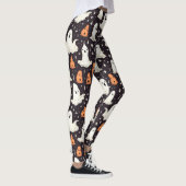 Leggings Éffrayant Halloween Petits Fantômes Noir Orange Bl (Droite)