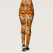 Leggings Éffrayant Jack O Lanterns Orange Citrouille Spider (Dos)