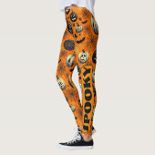 Leggings Éffrayant Jack O Lanterns Orange Citrouille Spider (Gauche)