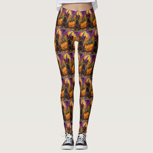 Leggings Éffrayant Skye Terrier Chien Halloween Citrouille (Devant)