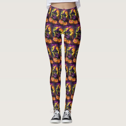 Leggings Éffrayant Turc Angora Chat Halloween Citrouille so (Devant)