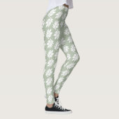 Leggings Elder Leaf Pattern White on Green (Droite)